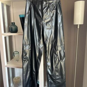 Steve Madden Black Faux Leather Cargo Pants